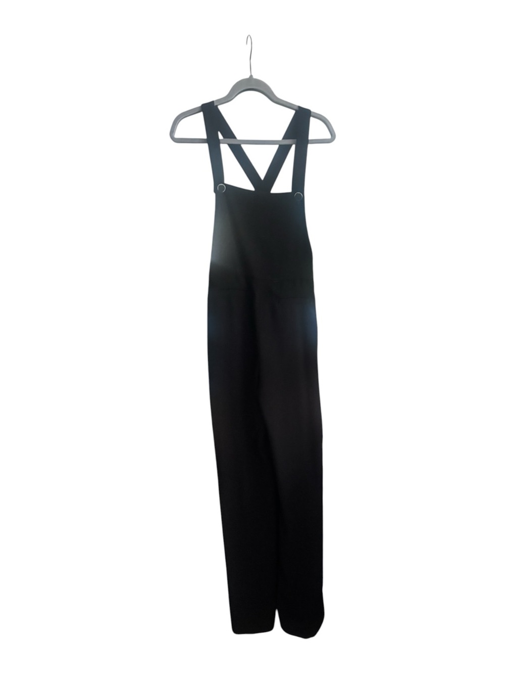 Zara Black Wide-Leg Pinafore Jumpsuit with Cross-Back Straps